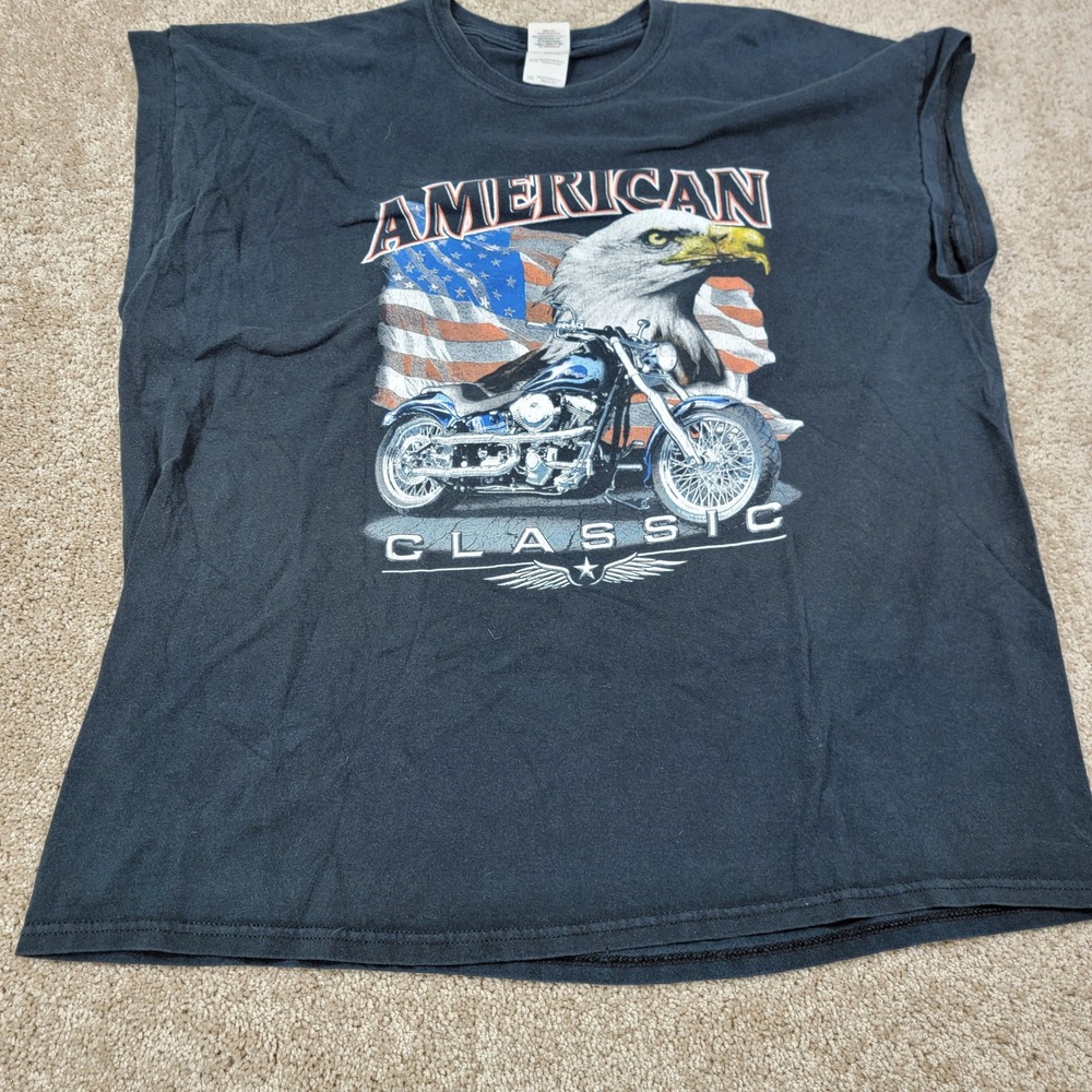 Gildan American Classic Motorcycle Eagle Graphic Sleeveless T-Shirt 2XL